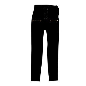 UNRAVEL PROJECT Black Leather Skinny Lace Up Pants Size 26 $2085